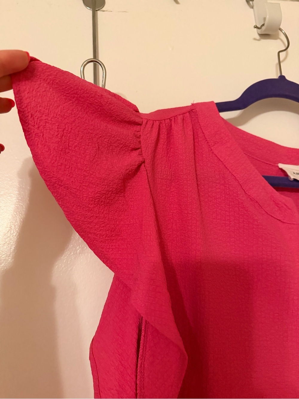 ANDREE BY UNIT Bright Pink Ruffle-Sleeve Camisole Top - Picture 4 of 4
